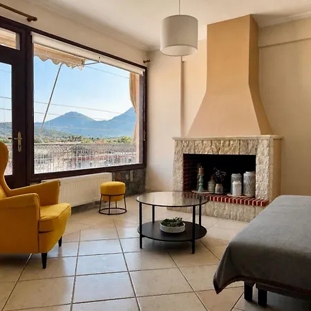Apartment Lemon & Light Bright With View And Fireplace Meligalas